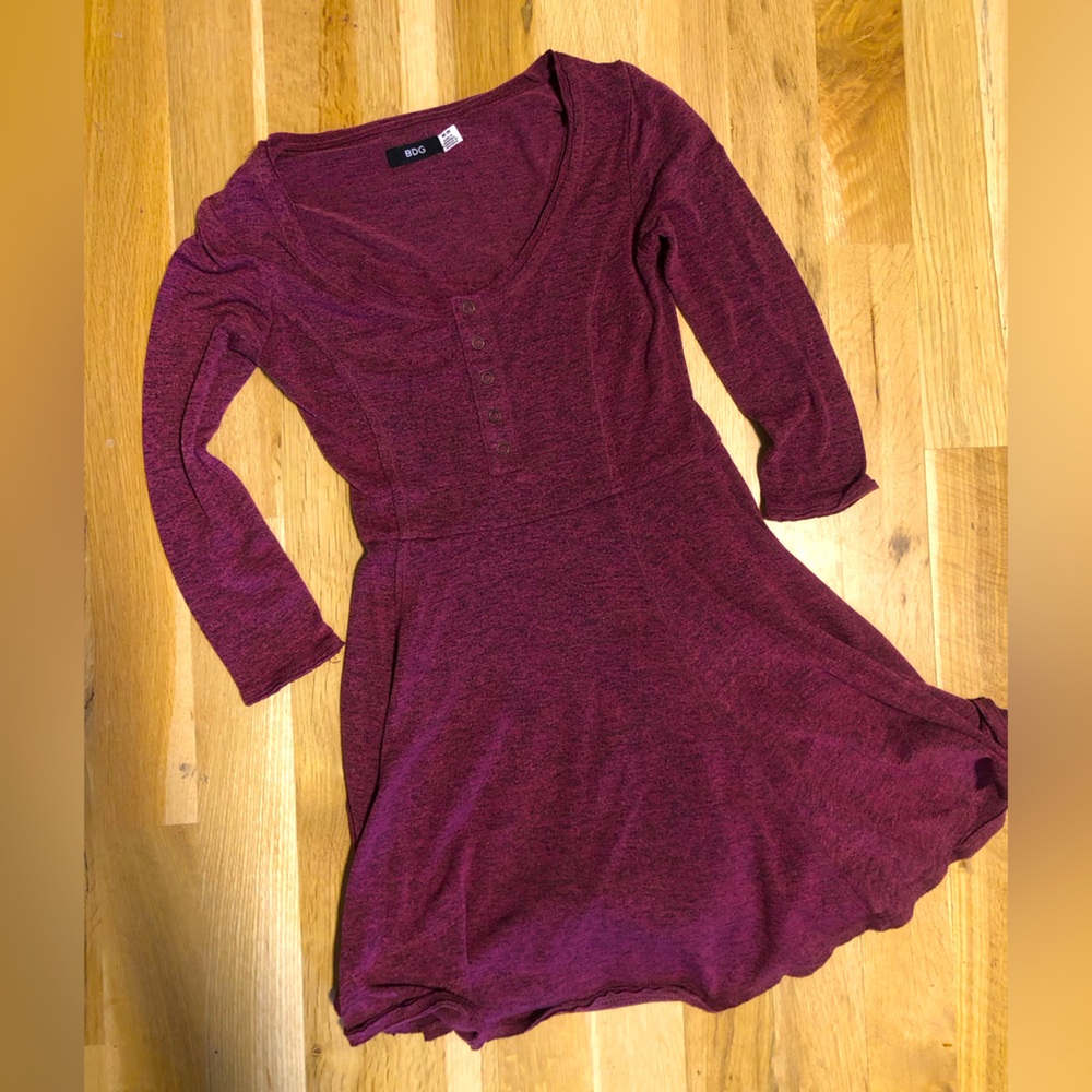 UO BDG 2014 Long Sleeve Stretch Mini Skater Button Up Dress